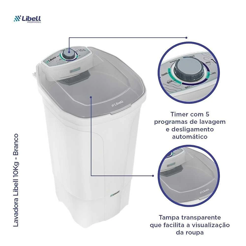 Máquina De Lavar Roupas 10 Kg Semi Automática 220V Libell