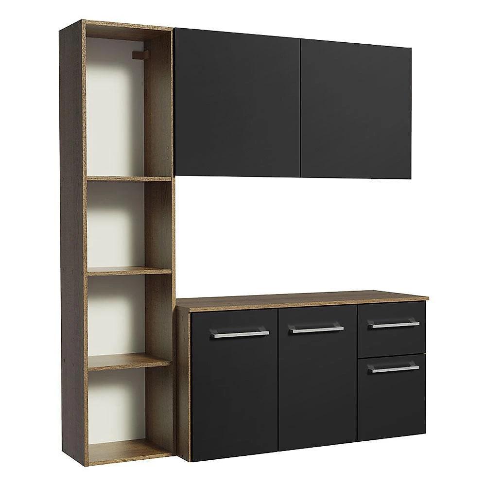 Armário de cozinha compacta 120cm rustic/preto easy madesa