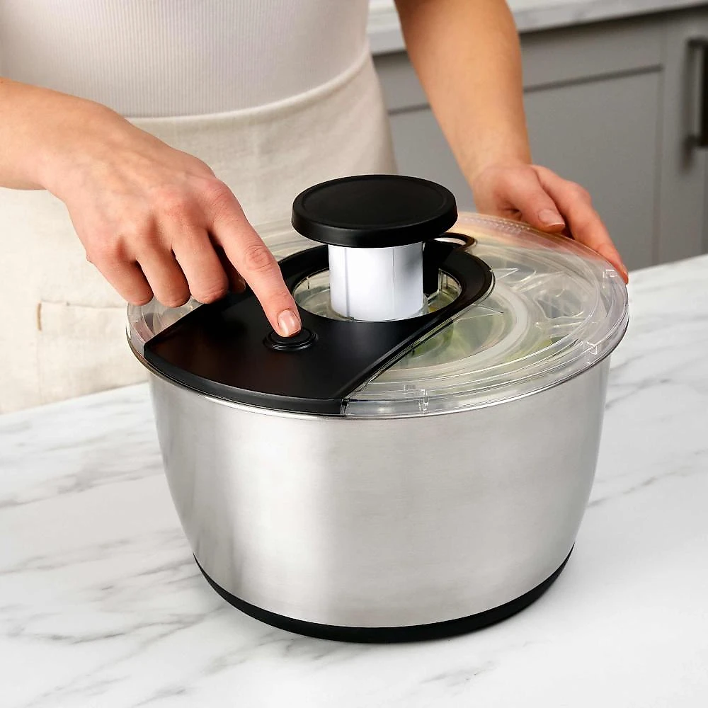 Centrífuga de salada 6l - ichef salad spinner preto e prata