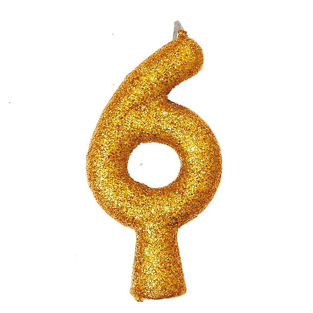 Vela De Aniversário Puro Glitter Dourada Modelo 7
