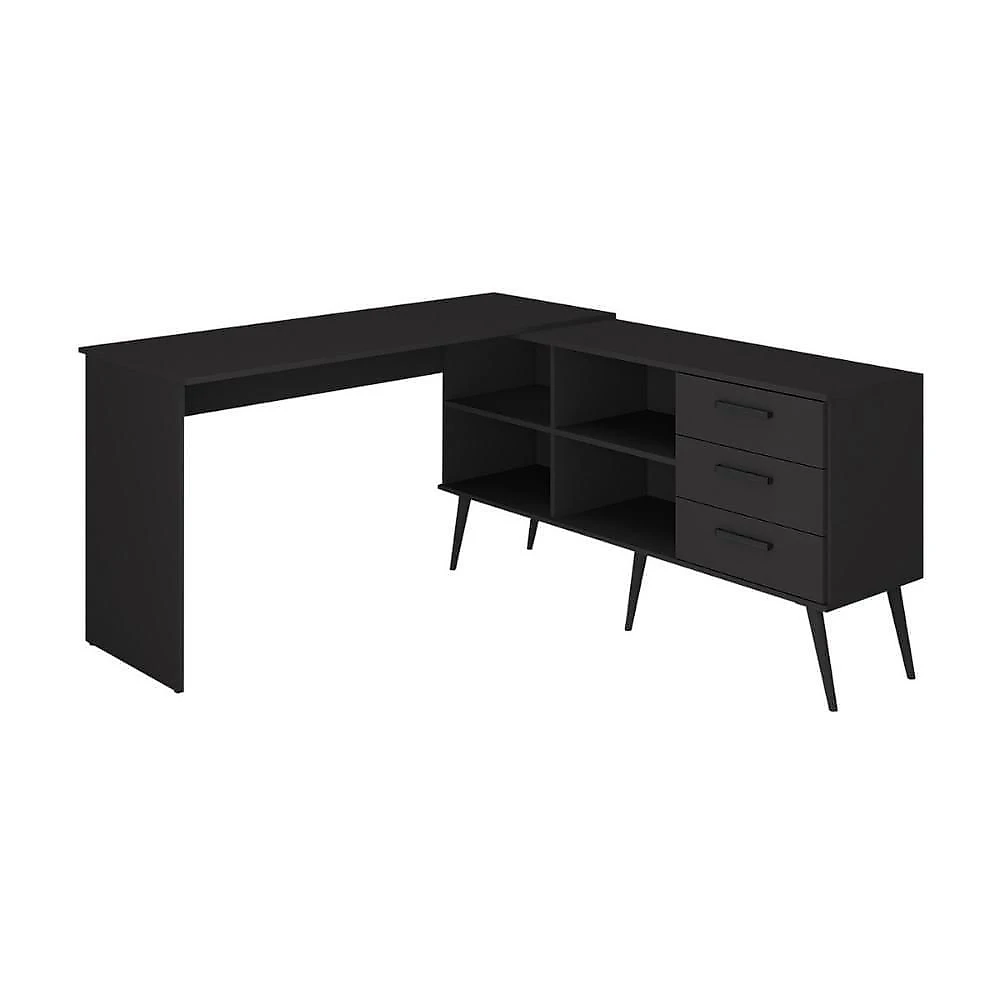 Mesa De Manicure Profissional Em L Com 3 Gavetas Jady Multimóveis Mp6041 Preto