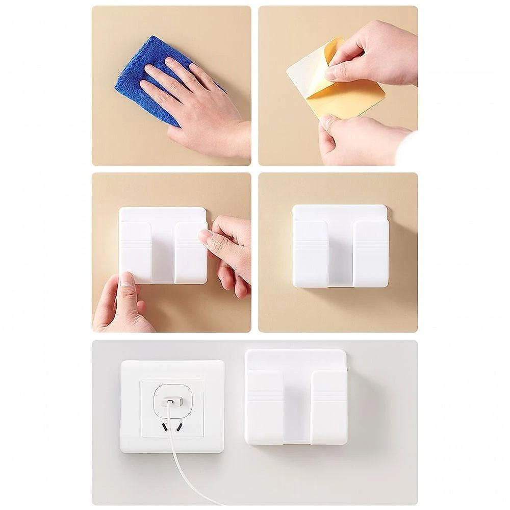 Suporte Multiuso De Parede Para Celular E Controle Remoto Branco