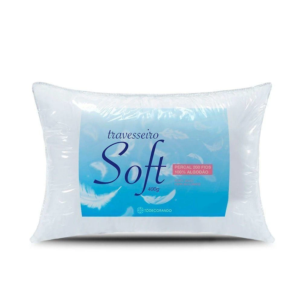 Travesseiro Soft Percal 200 Fios 100% Algodão - Fibra Siliconada - Branco