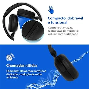 Miniatura Fone de Ouvido Philips TAH2209BK/00 Headphone Bluetooth 25h Bateria Dobrável Preto
