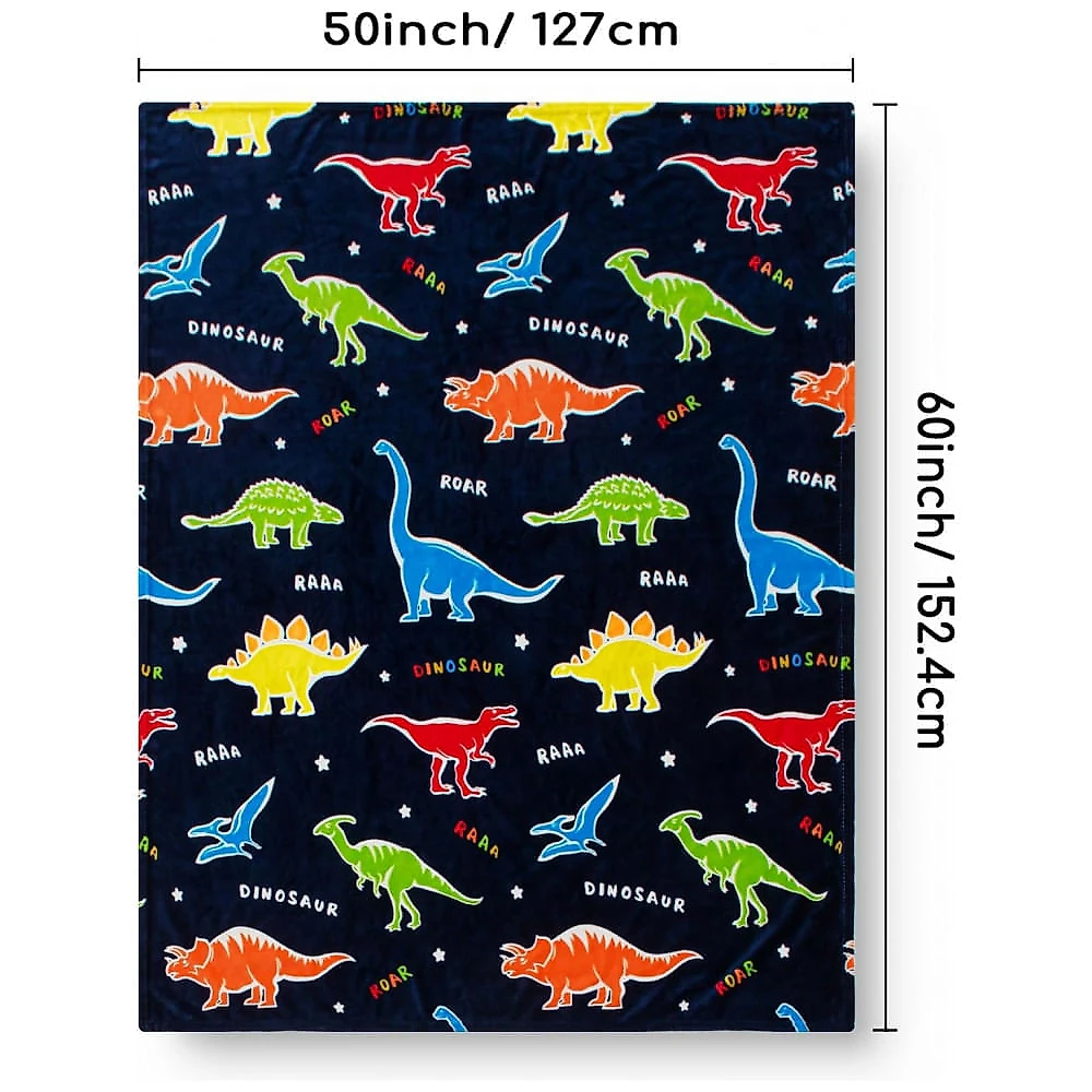 Cobertor de Dinossauros que Brilha no Escuro para Meninos e Meninas - Melhores Presentes de Natal, Aniversário, Levens,