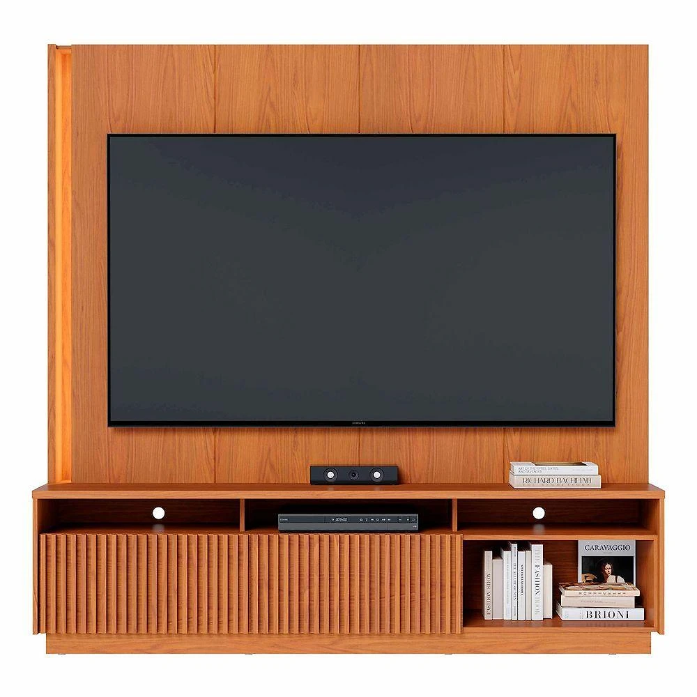 Miniatura Estante Painel Tv 75 Pol Com Led 200cm Mafra Freijó C05 Mpozenato