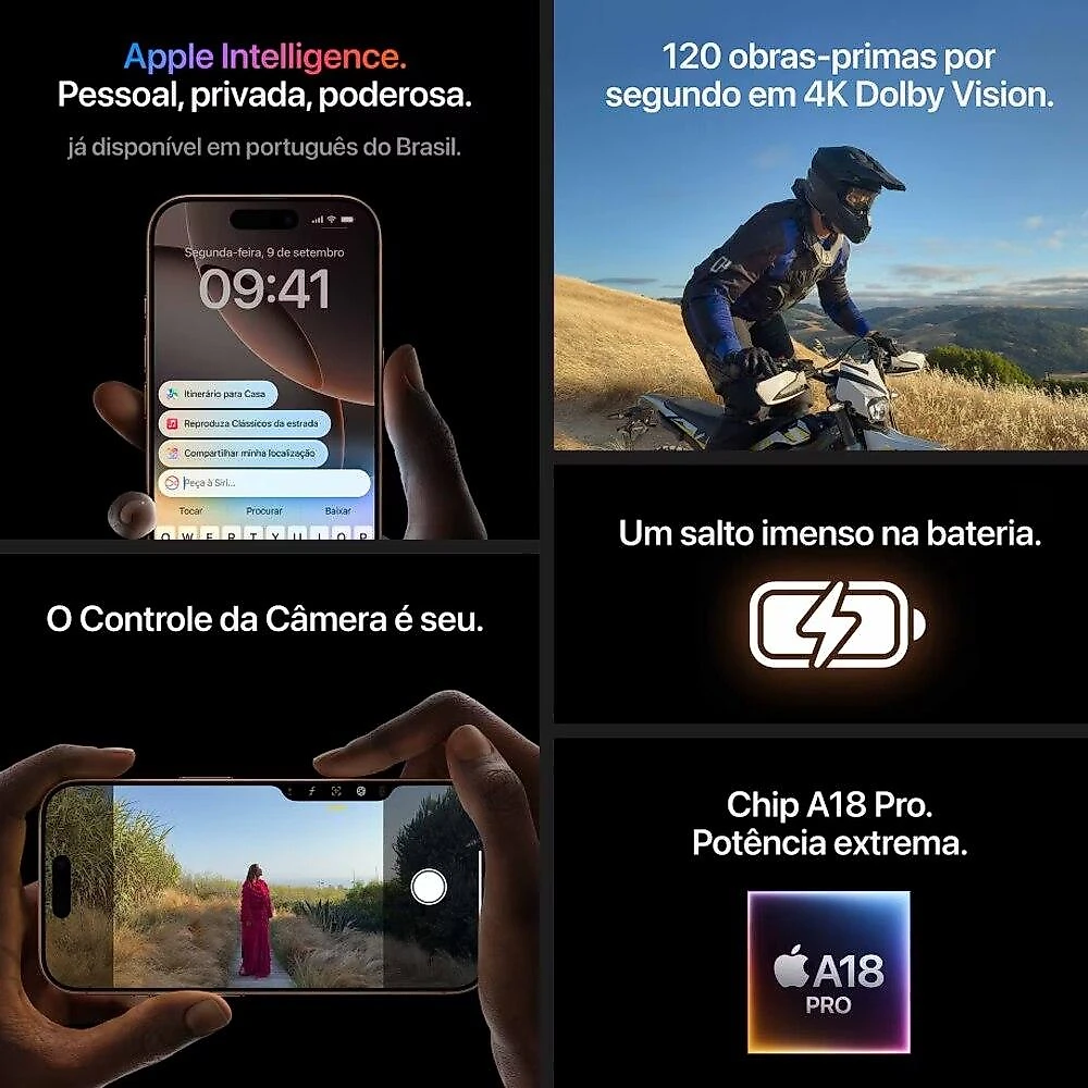 (Usado) iPhone 16 Pro 128 GB, Titânio Natural