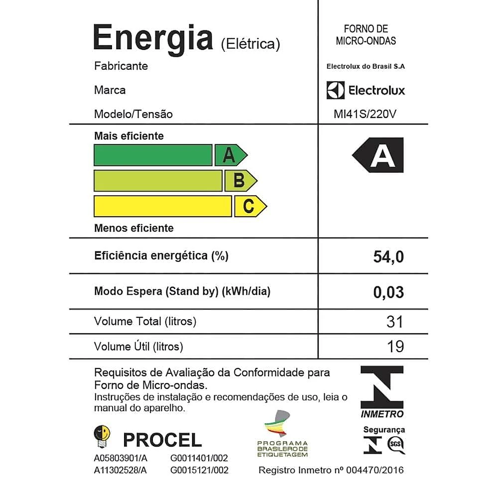 Micro-ondas electrolux mi41s inox espelhado painel integrado função tira odor 31 litros 110