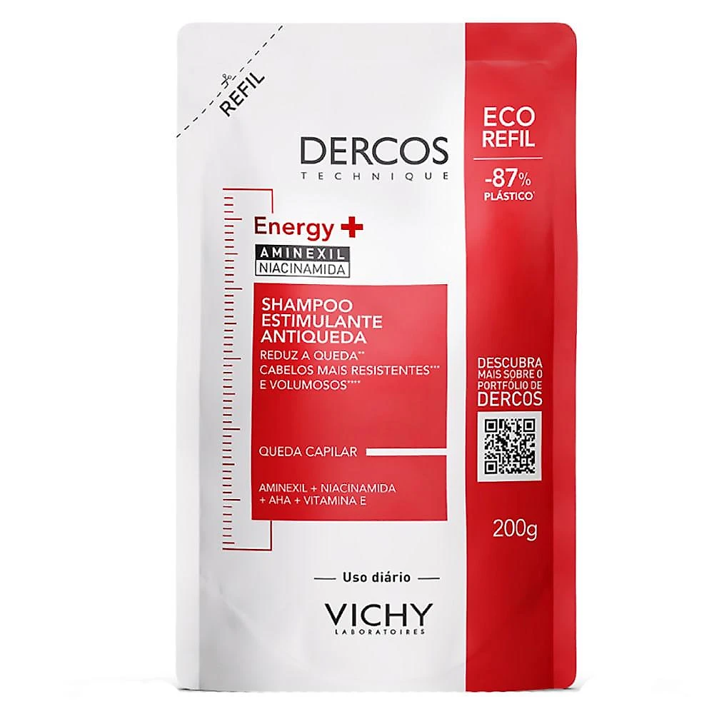 Shampoo estimulante antiqueda fortalecedor dercos vichy energy+ refil 200g
