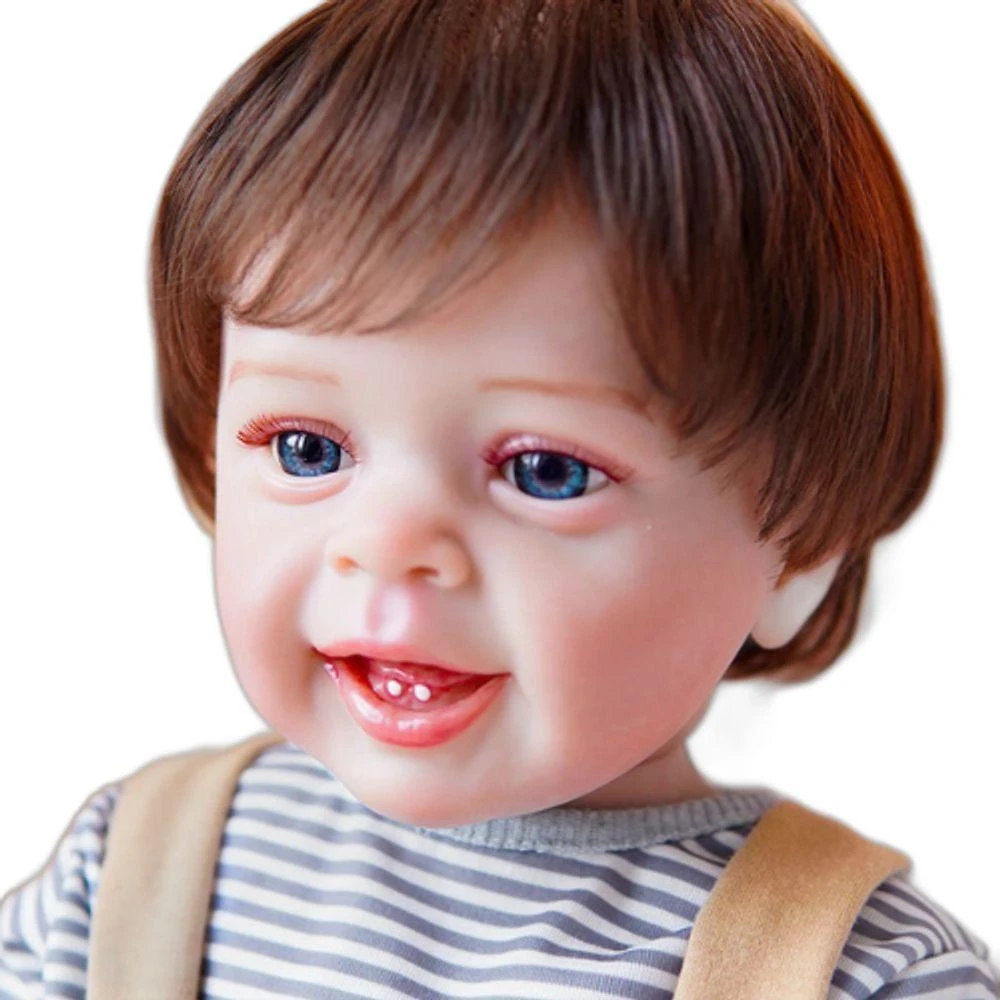 Bebe Reborn Menino Todo De Silicone De Vinil Realista Cabelo Implantado Fio A Fio