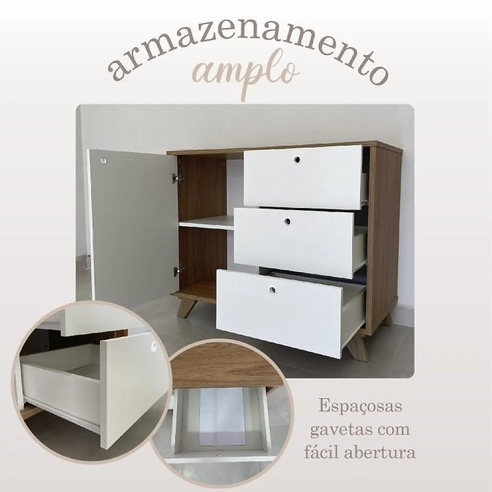 Kit 3 Peças 1 Escrivaninha em L Gold 1 Balcão Lugano 1 Gaveteiro Day Escritório Completo 3 Peças 1 Escrivaninha em L Gold 1 Balcão Lugano 1 Gaveteiro Day Artany Olmo/Branco