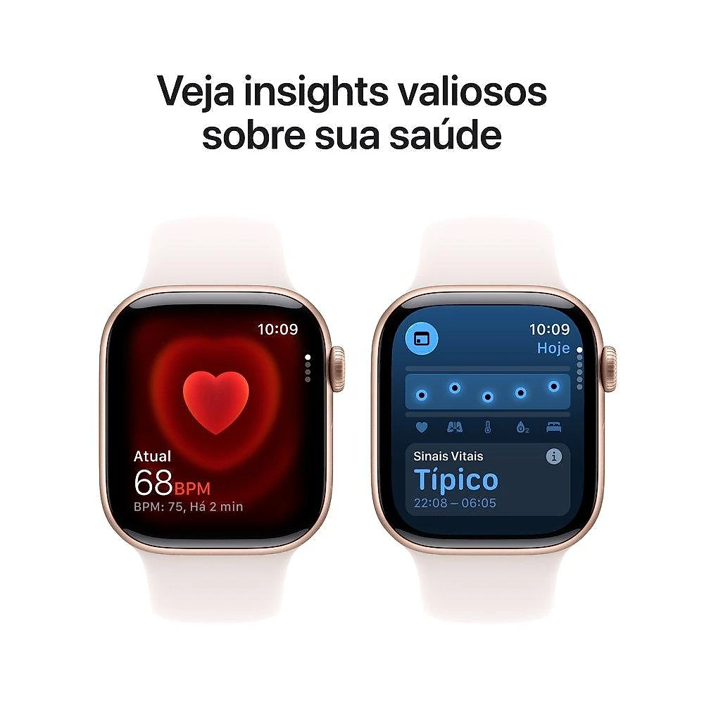 Apple Watch Series 11 GPS, Caixa Cor de Ouro Rosa de Alumínio de 42 mm, Pulseira esportiva blush-clara, Tamanho P/M - MEU04AM/A
