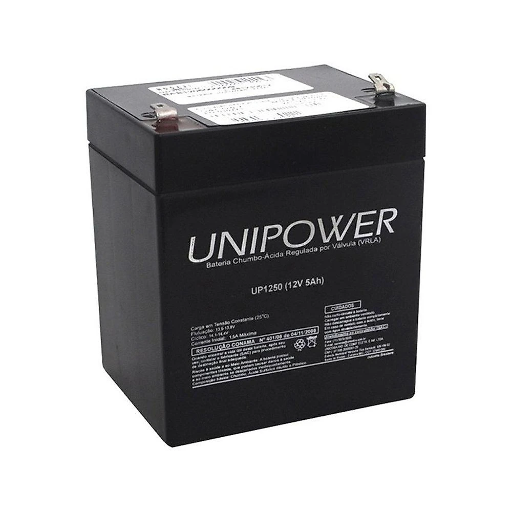 Bateria Não Automotiva 12V 5Ah UP1250 F187 Selada Recarregável Unipower