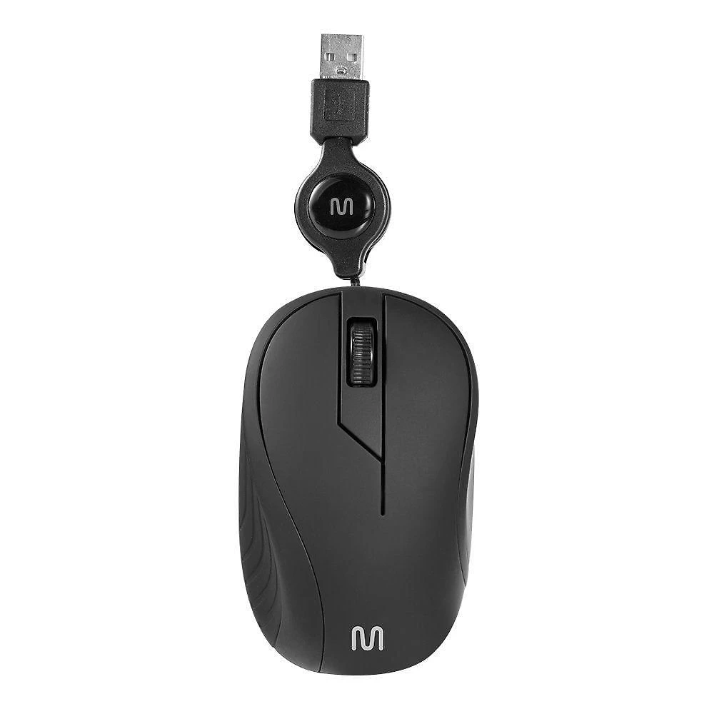 Mouse Com Fio Retrátil Mr100 Usb 1200 Dpi Preto Mo231