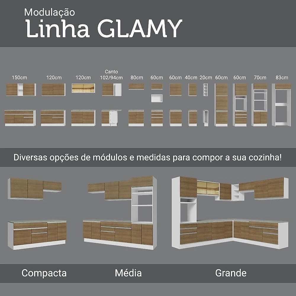 Armário de cozinha aéreo 120 cm 2 portas branco/rustic glamy madesa