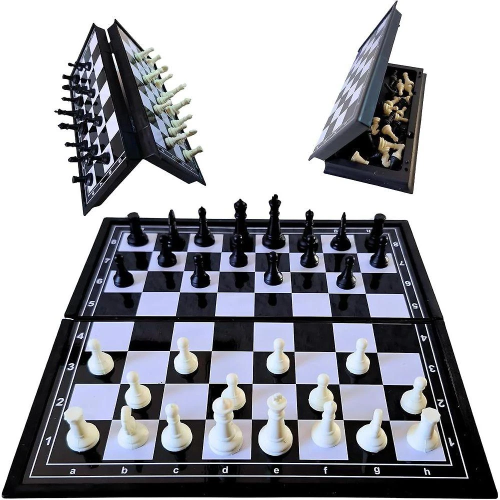 Jogo de Xadrez Magnético Dobrável 19x19cm com Peças Magnéticas Estojo Preto LF Presentes