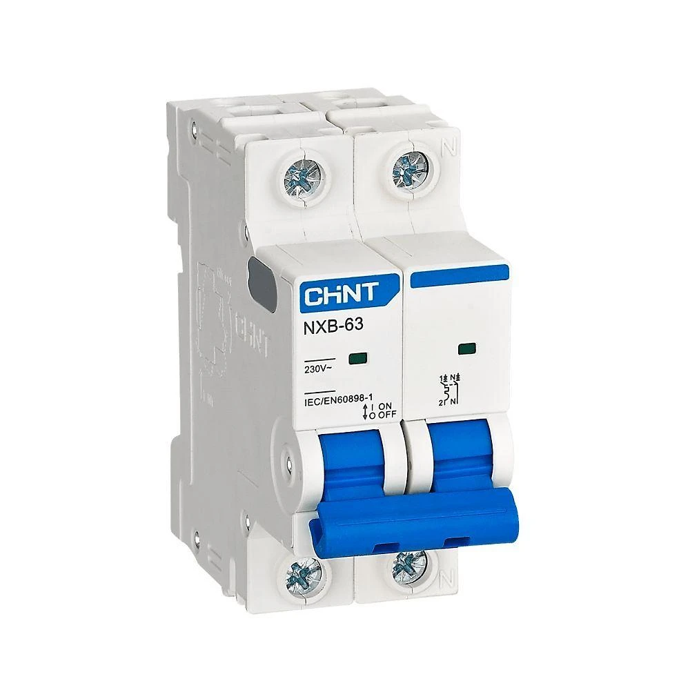 Disjuntor Bipolar NXB-63C com Proteção Contra Sobrecarga e Curto-Circuito Inox Chint 20A