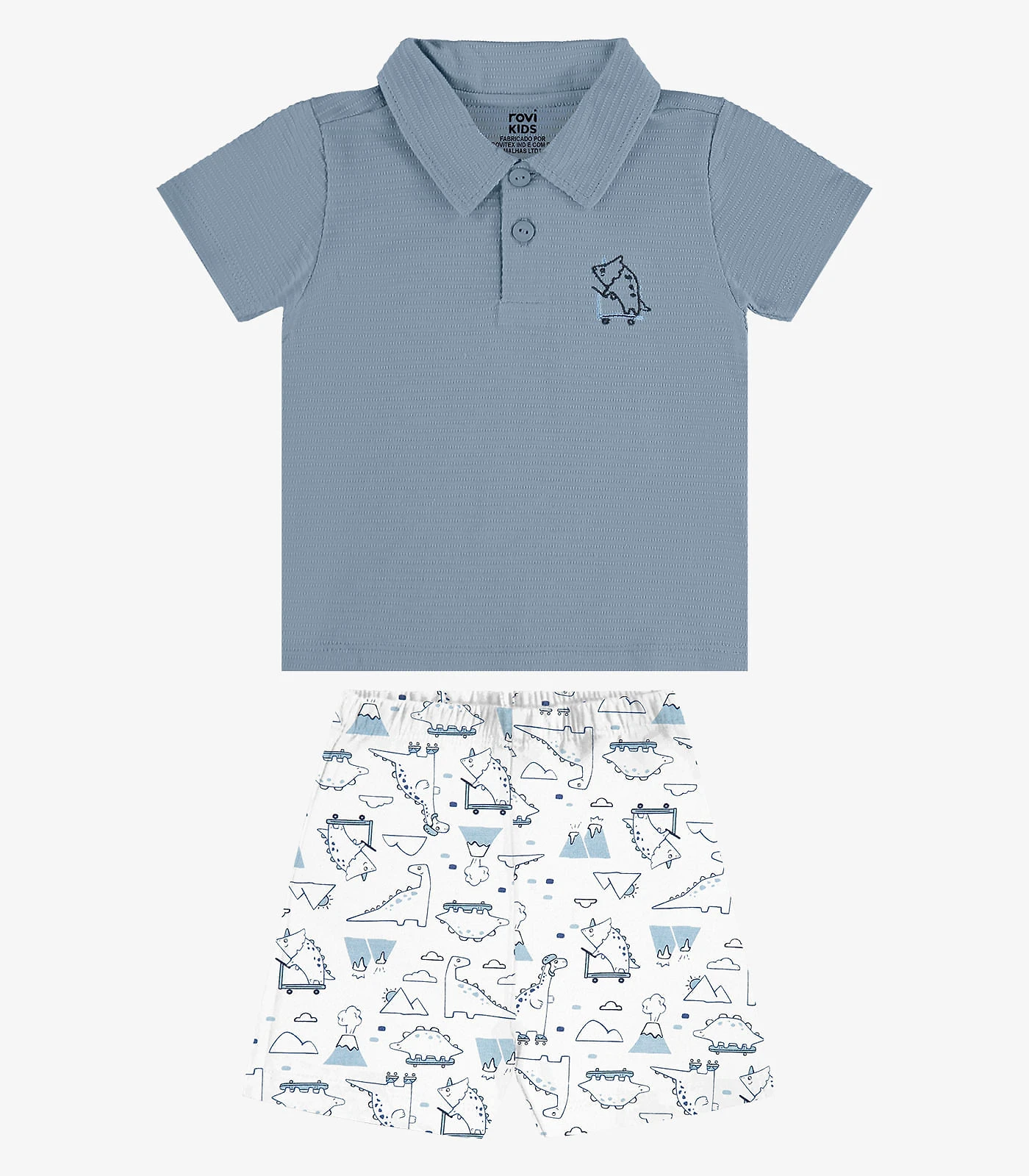 Conjunto Polo Com Bermuda Infantil Rovi Kids Azul