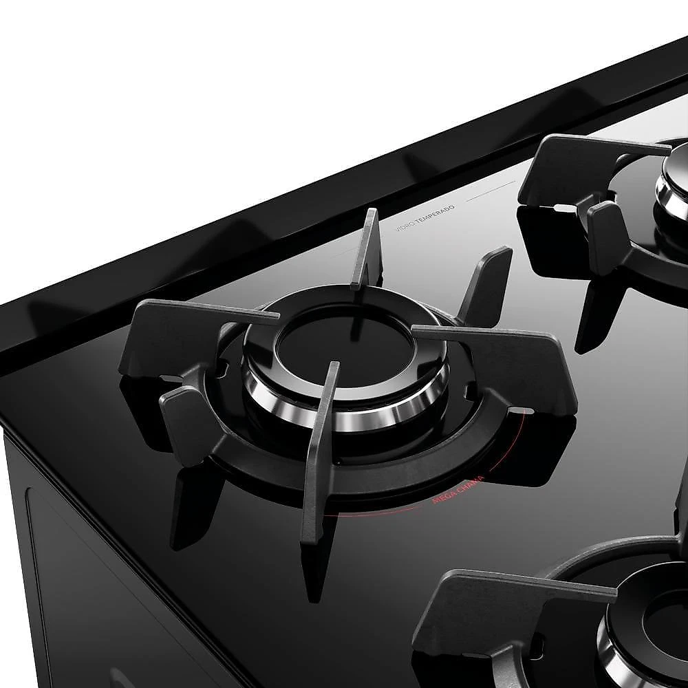 Fogão 4 bocas dako supreme timer glass com mesa de vidro e painel touch titanium – bivolt