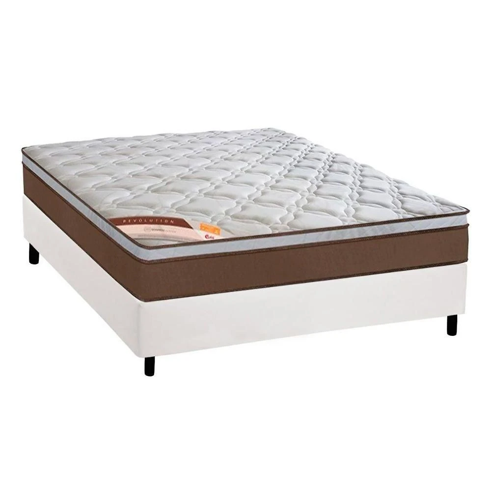 Kit Cama Box Casal Colchão Molas Ensacadas Revolution Euro Pillow Branco