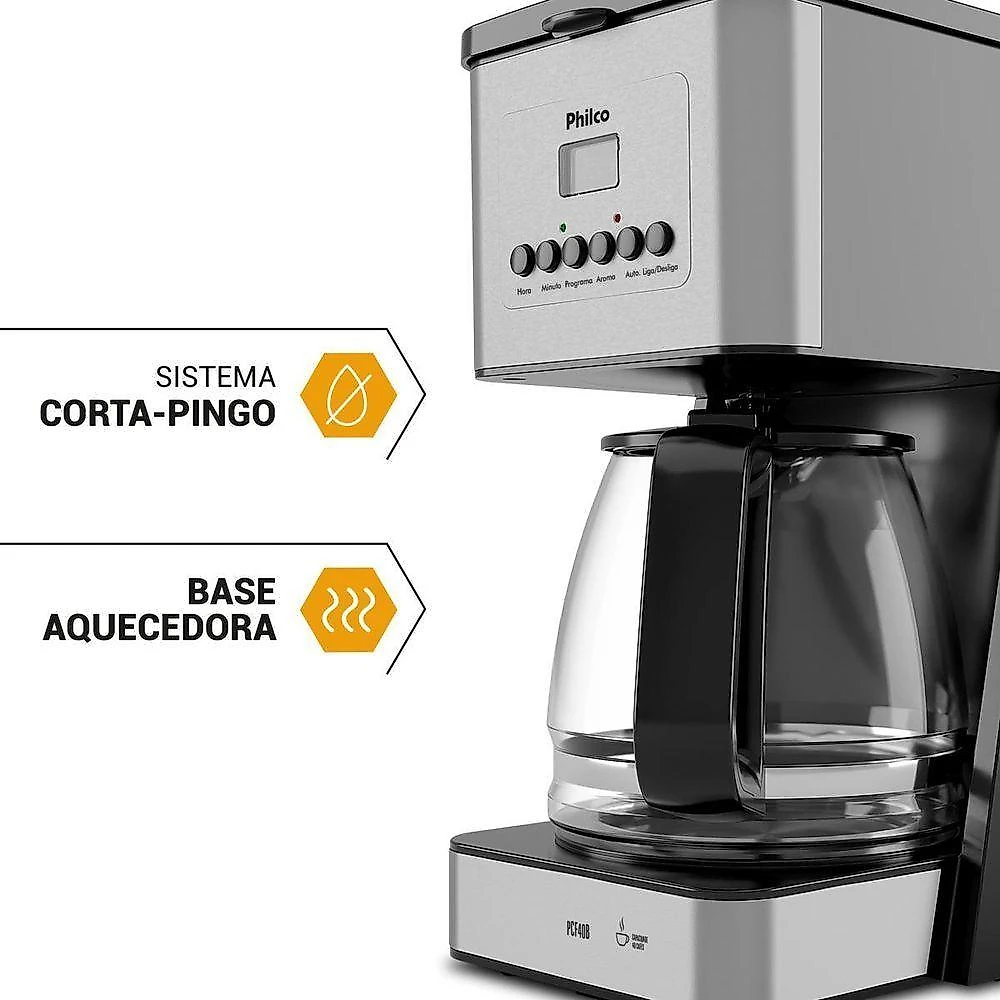 Cafeteira Philco 40 Cafezinhos 1000W Painel Digital PCF40B 220V