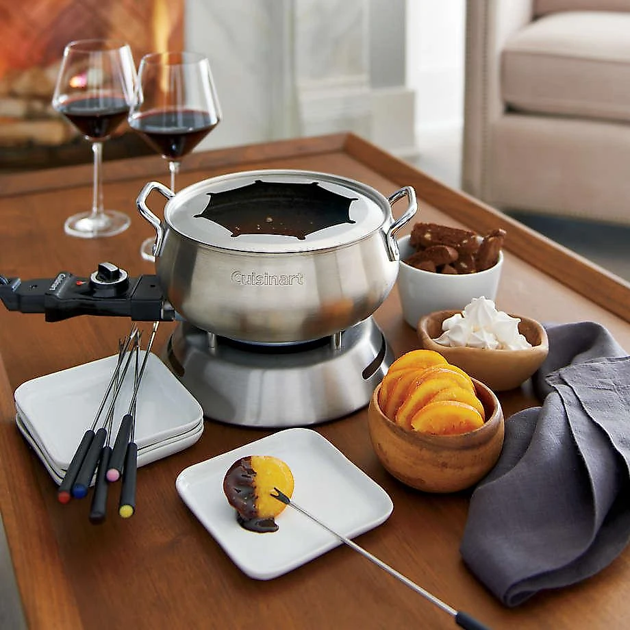 Panela para fondue em aço escovado 127v cuisinart