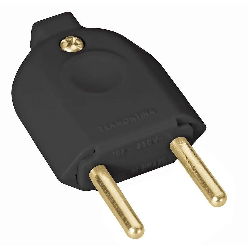 Plugue Macho 2P 10A 250V 57403102 Preto para Extensões Tramontina