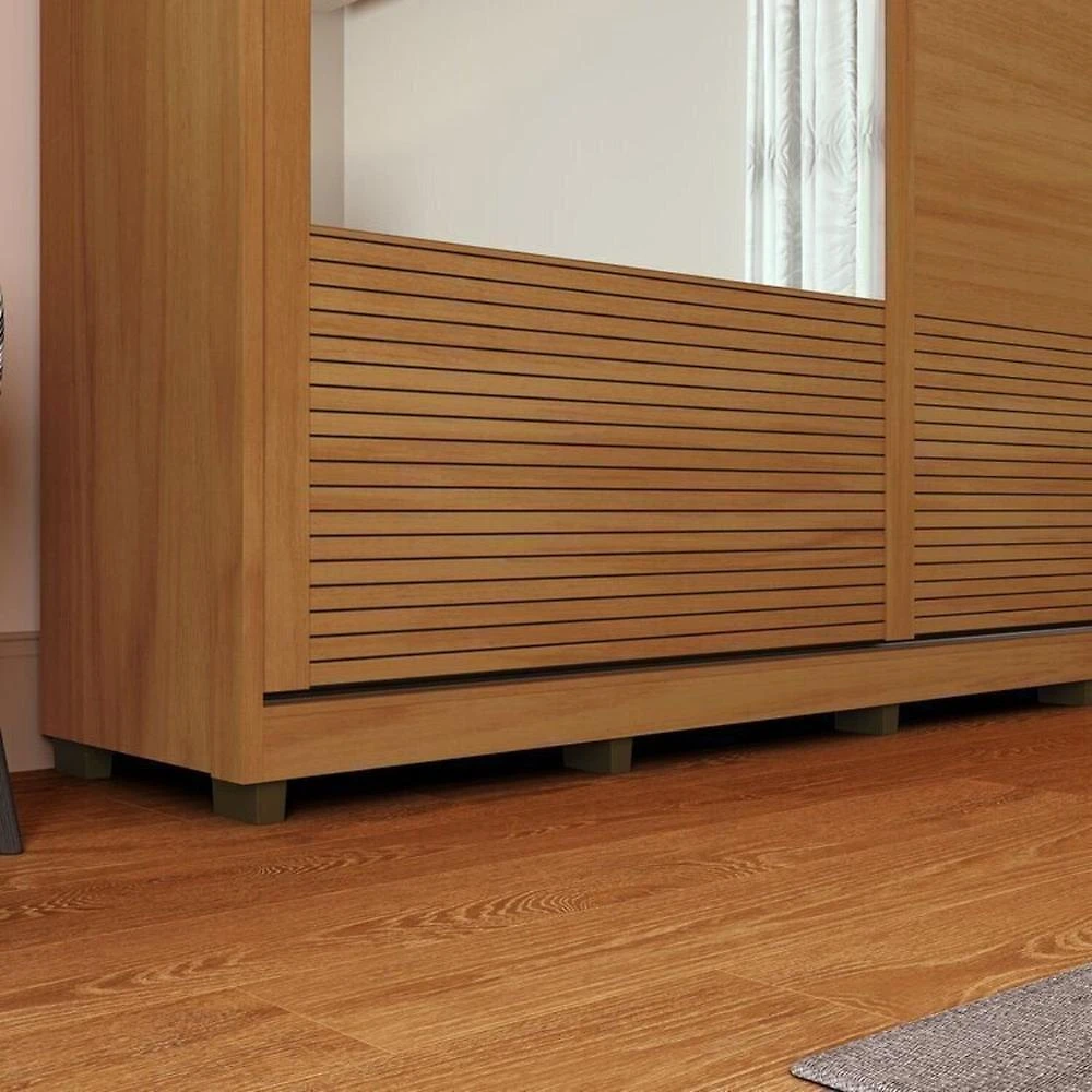 Quarto Casal com Guarda-Roupa 2 Portas de Correr, Cômoda e 2 Mesas de Cabeceira Malthus Nature