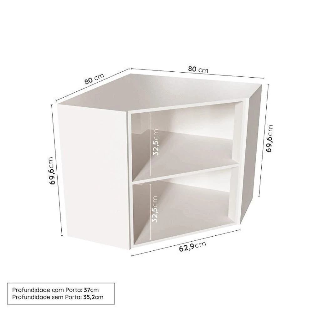 Cozinha Modulada 7 Peças com Tampo 1 Torre 3 Aéreos 3 Balcões Arizona Cabecasa Madeiramadeira Figueira/Menta