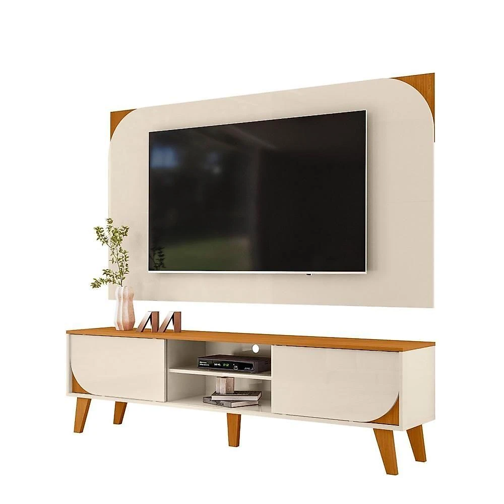 Composição para TV Duna 65" 182CM MDP Design Curvo Off White Madetec Móveis
