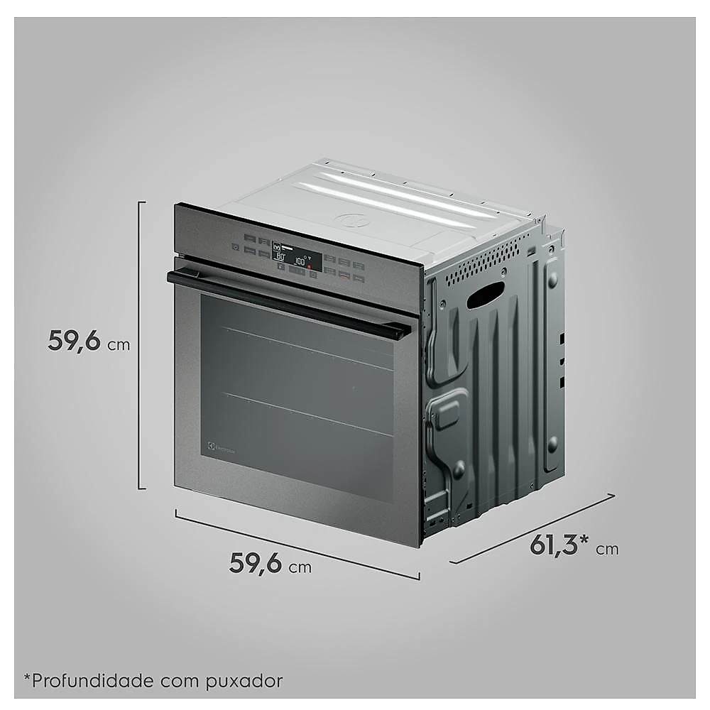 Forno Elétrico Embutir Electrolux Expert  80 Litros de Capacidade, Grill e Painel Touch Cinza Metalizado - OE8EW 220