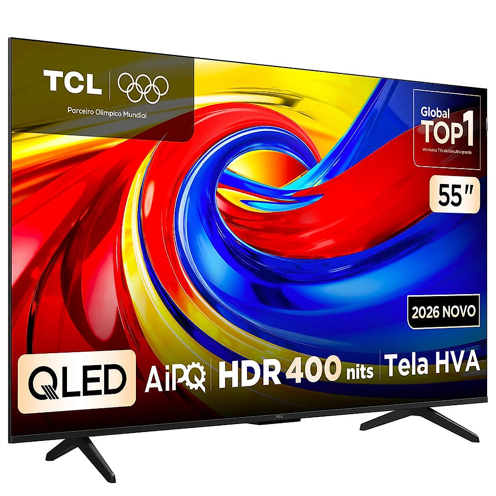 Smart TV 4K TCL Advanced QLED 55” Polegadas com Processador AIPQ, Dolby Vision, 120 Hz, HDR10+ e Wi-Fi - 55P7L Bivolt