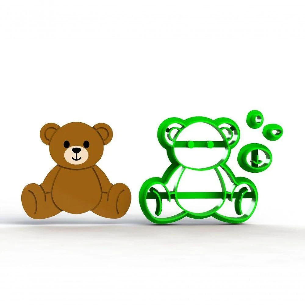 Cortador Urso Sentado Ursinho Modular Plástico PLA 7CM Kit com 1 Unidade HB Formas e Cortadores