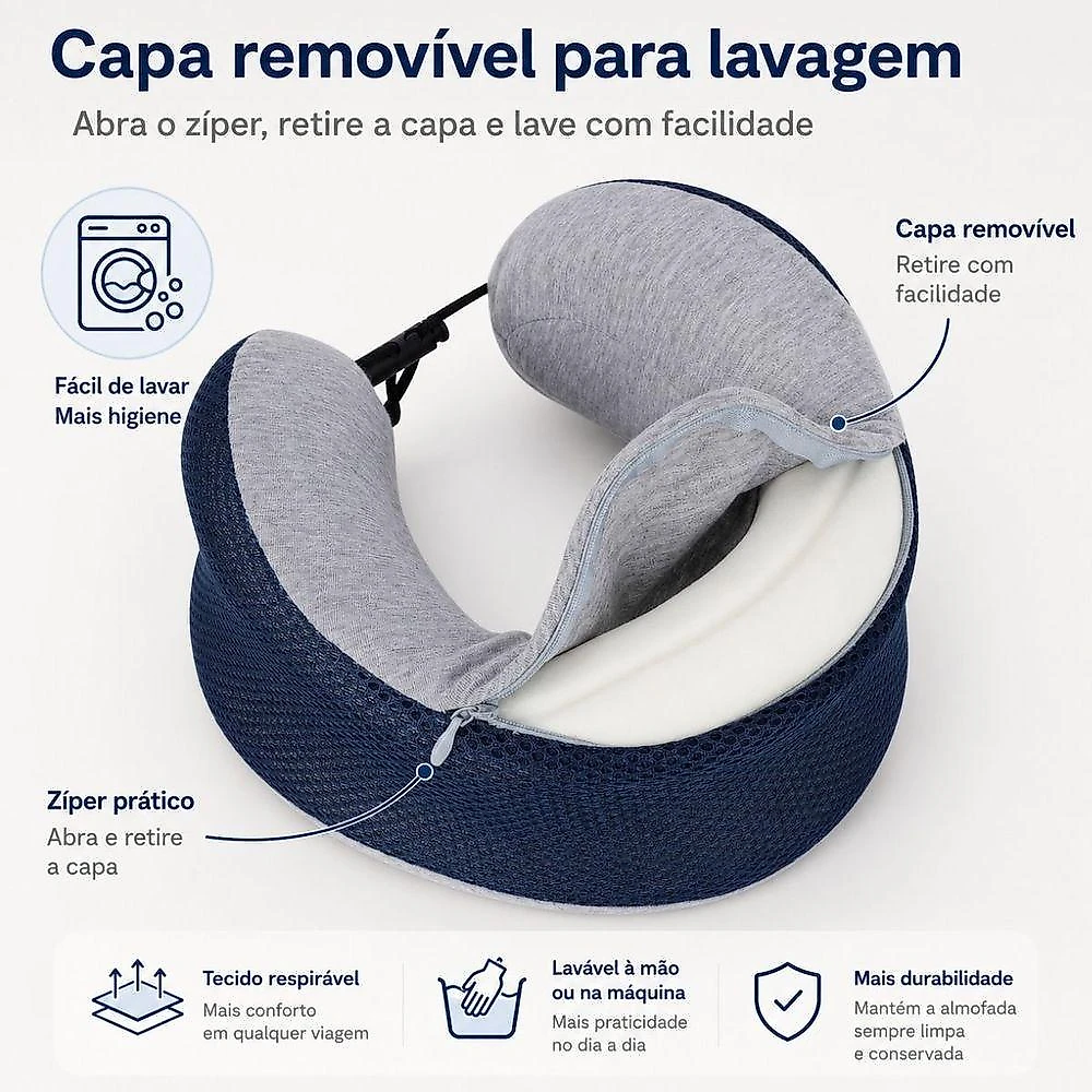 Almofada de Pescoço para Viagem Viscoelástico Apoio Cervical Polo King