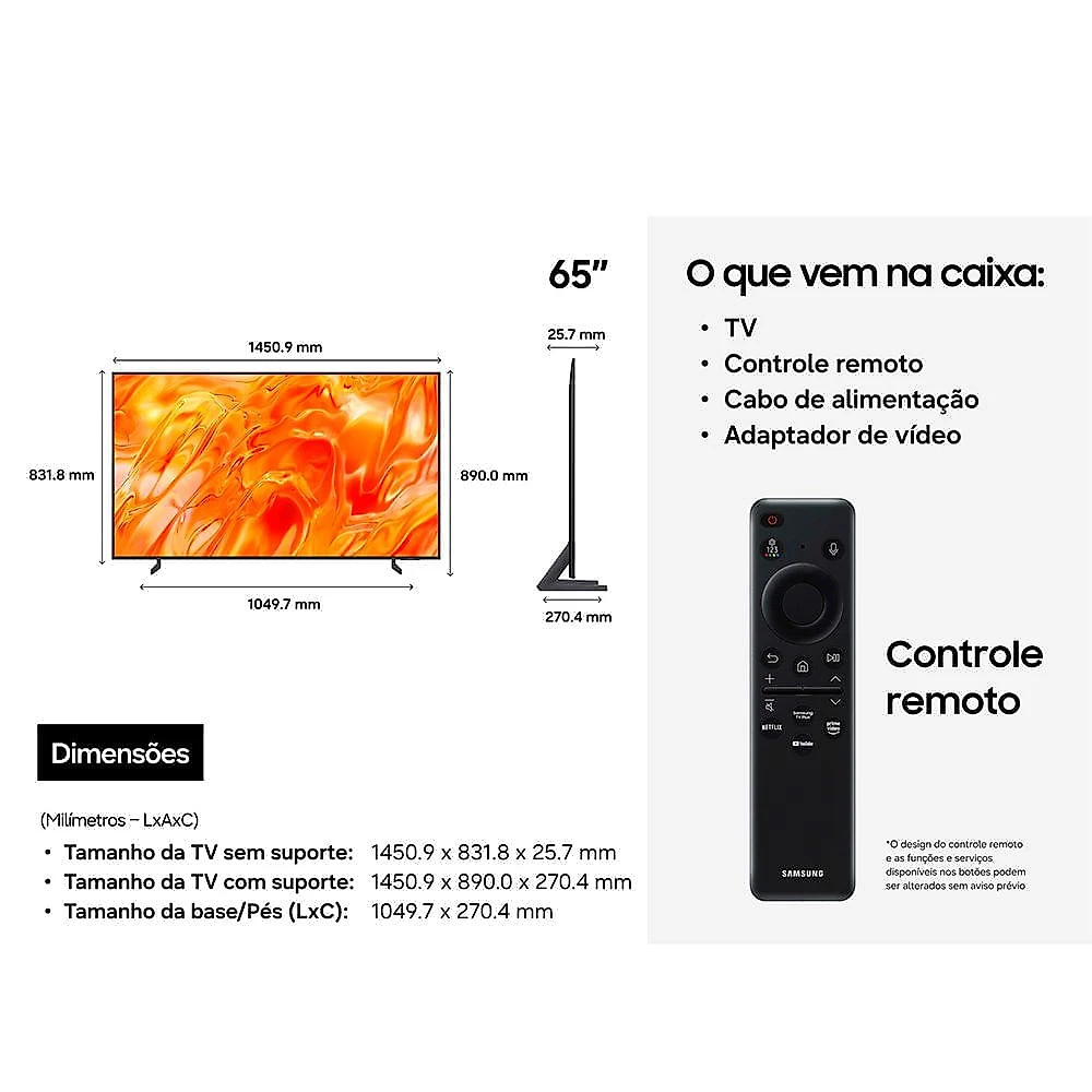 Smart TV Samsung Vision AI TV 65" Polegadas Neo QLED 4K QN70H 2026, Mini LED, com Controle por Gestos e Alexa integrada Bivolt