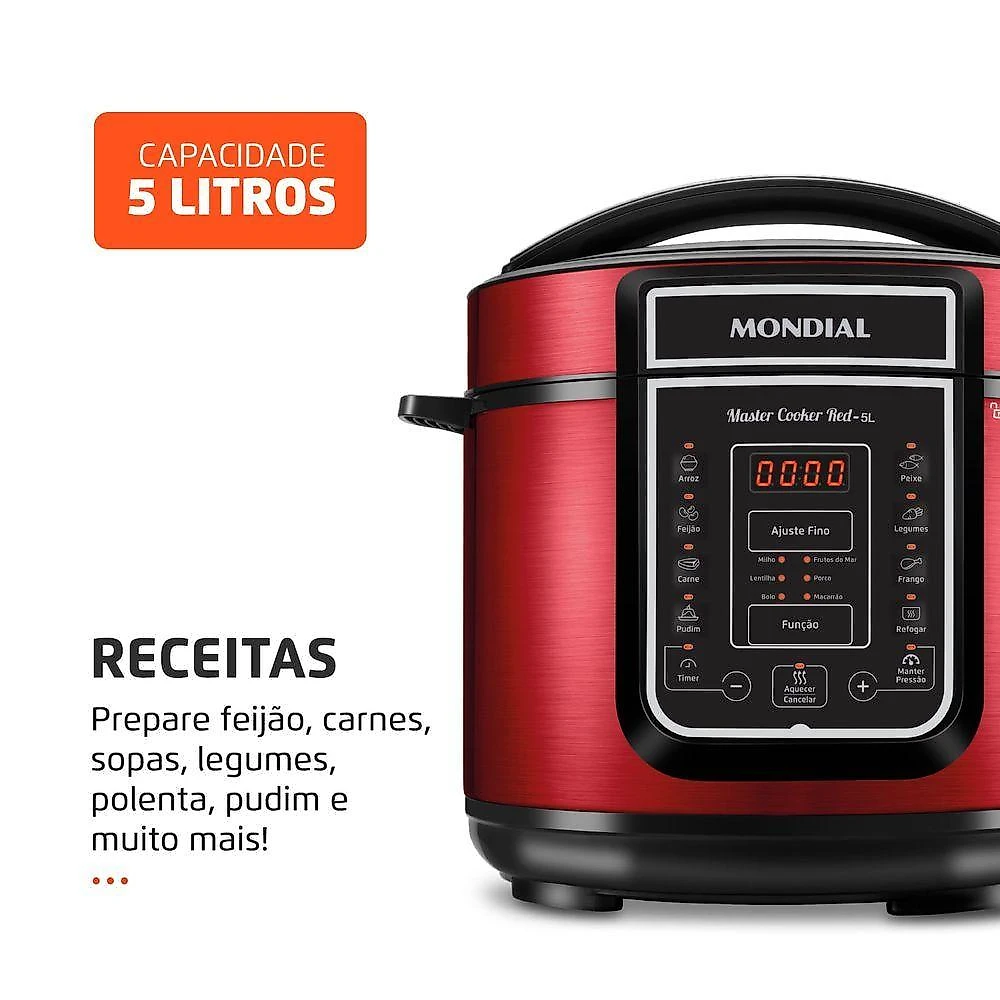 Panela De Pressão Elétrica Mondial Master Cooker Red Pe-39 Vermelho/Inox 127V