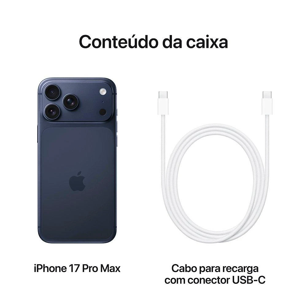 iPhone 17 Pro Max Apple 256GB, Câmera Tripla Fusion de 48MP, Tela 6.9" Super Retina XDR, Azul-intenso