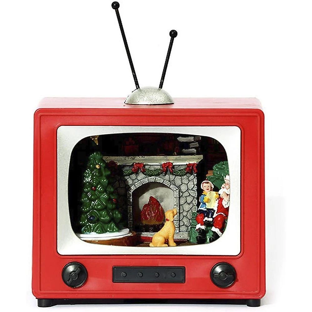 Enfeite Televisao Natal Papai Noel Natalino Musica Som Led Natalino Festa Evento Fim De Ano Decoraçao Tv Retro Vintage