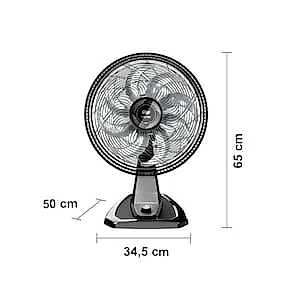 Ventilador de Mesa/Parede Wap Flow Turbo com 8 pás e 3 velocidades 180W - Preto e Cinza 110V