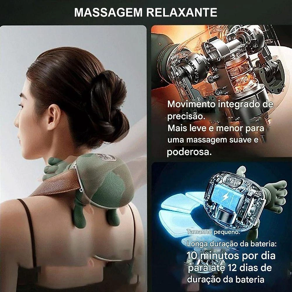 Massageador Portátil BSL3891 com Simulação de Dedos Humanos Aquecimento Infravermelho Verde Braslu