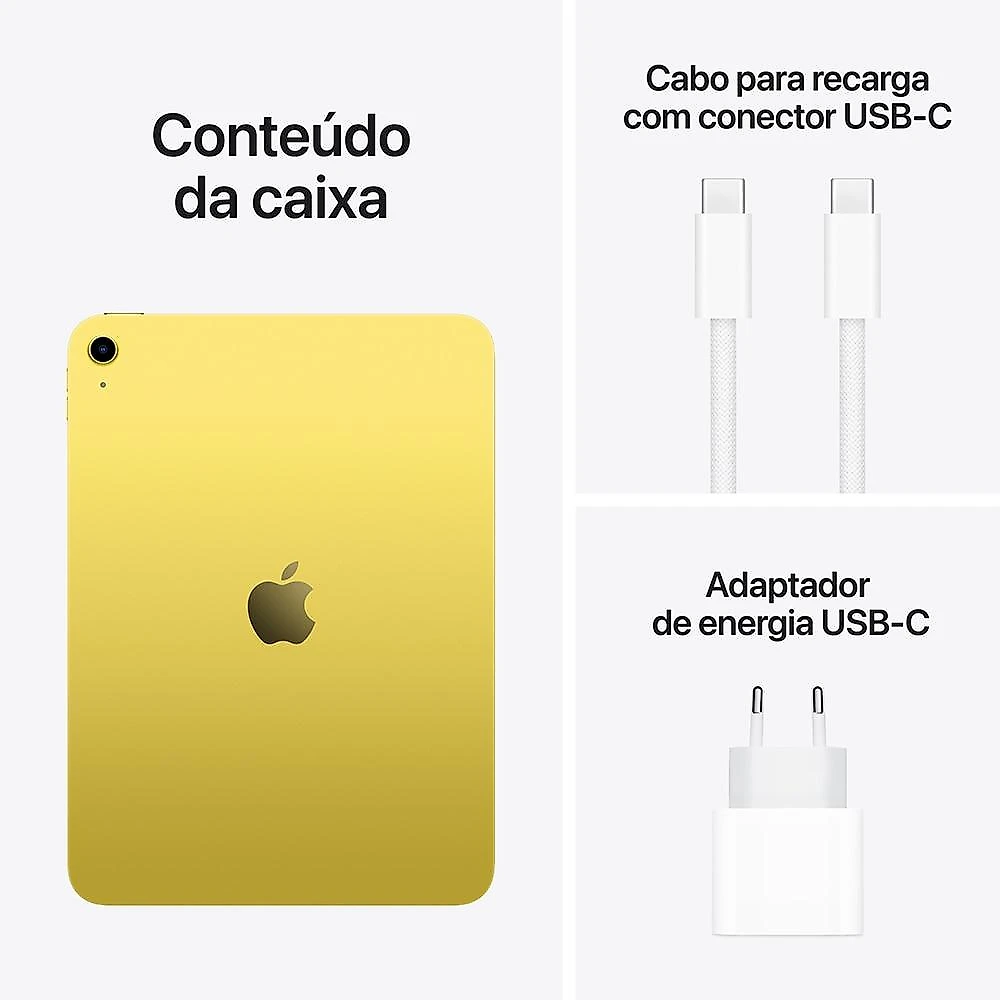 Apple iPad 11 geração, chip A16, Wi-Fi, 128GB - Amarelo Apple iPad 11ª geração, chip A16, Wi-Fi, 128GB - Amarelo