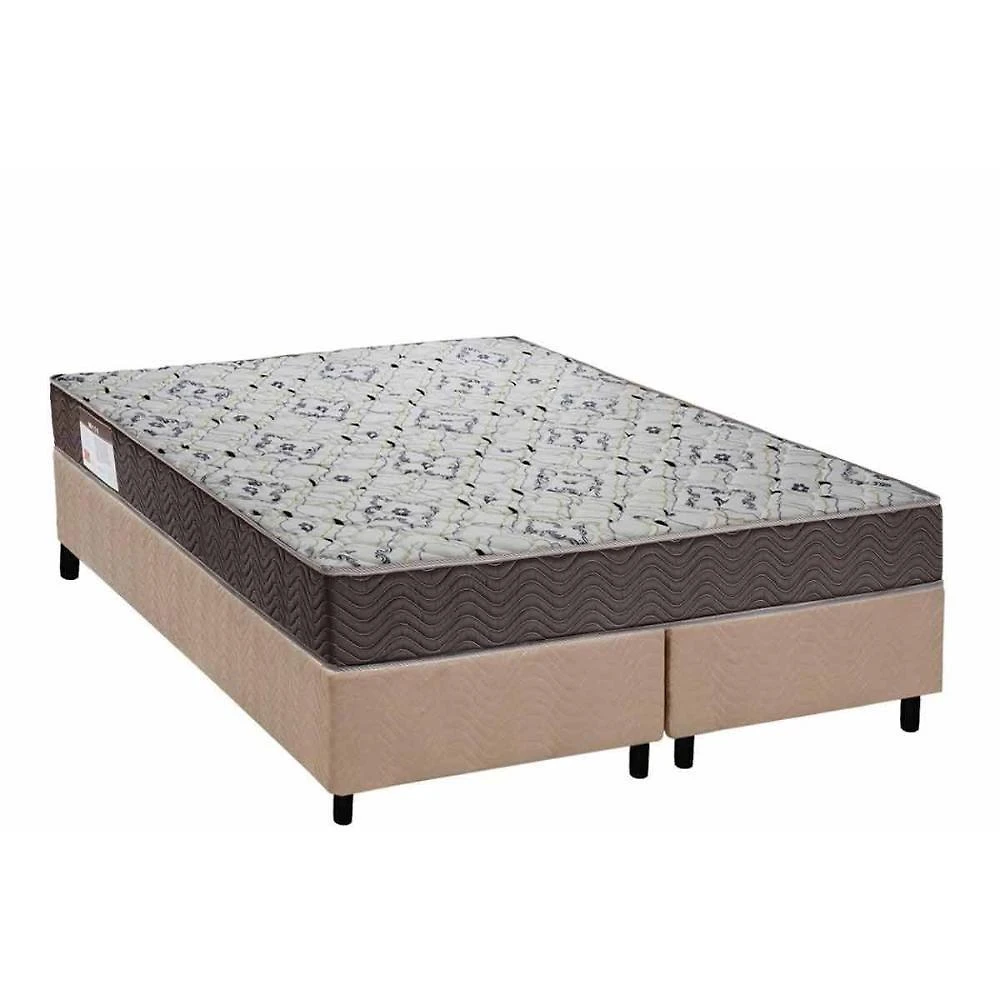 Cama Box Queen: Colchão Ortopédico Ortobom D45 Iso 150 Mega Firme + Base Crc Suede Clean (158x198)