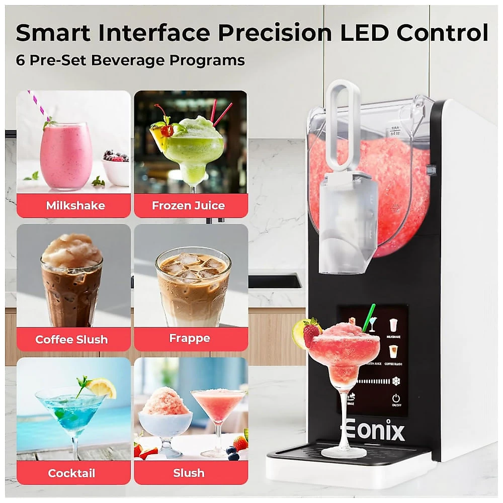 Máquina de Slush Raspadinha EONIX 64oz 6 Programas Auto Limpeza Frozen 240V