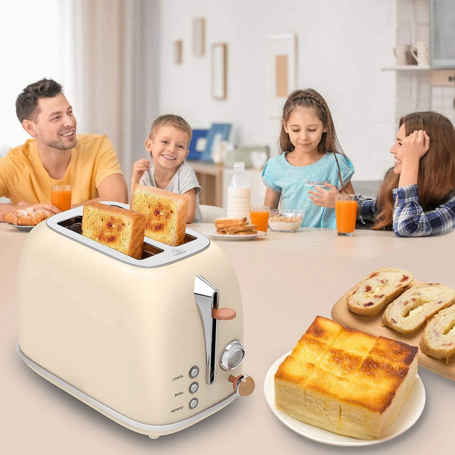 KitchMix Retro Torradeira de 2 Fatias com Função Bagel 8 20W110V Bege