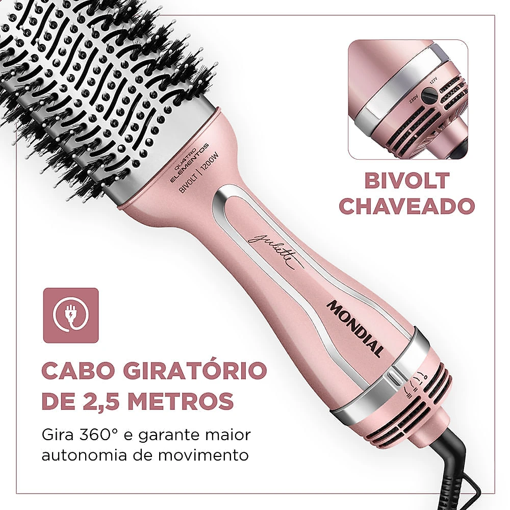 Escova Secadora By Juliette Mondial Golden Rose 1200W Bivolt - ES-JU-01 ESCOVA SECADORA ES-JU-01 BIVOLT
