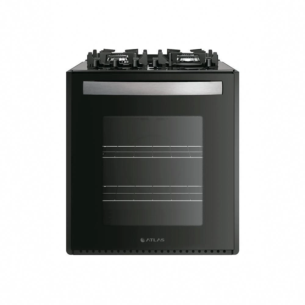 Fogão de Embutir 4 Bocas Gás GLP Atlas UTop-2095 Mesa de Vidro Temperado Preto Bivolt