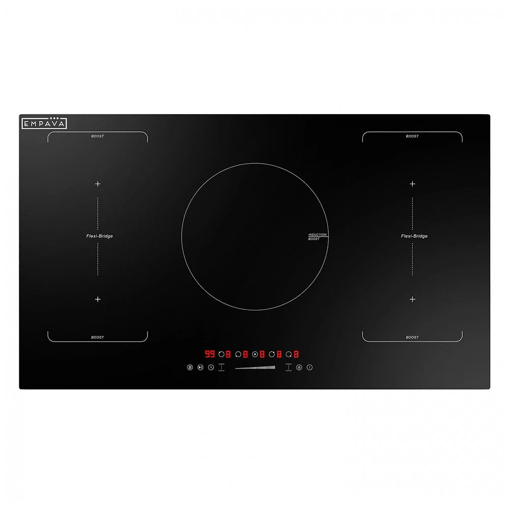 Cooktop de indução 91cm Empava preto 5 zonas vidro cerâmico bridge, timer e controle touch 10200W 220V