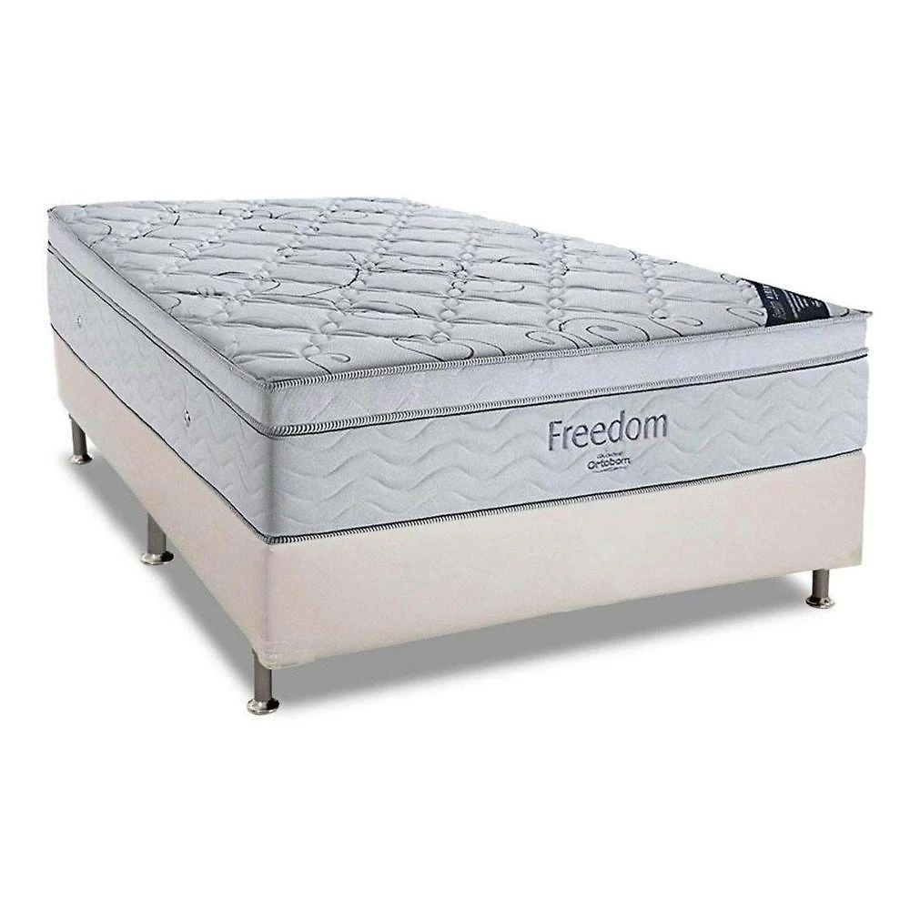 Cama Box Casal: Colchão Molas Superpocket Ensacadas Ortobom Freedom + Base Crc Courano White (138x188)