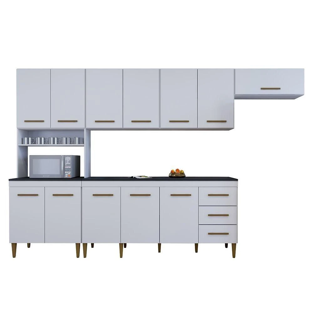 Cozinha Completa 12 Portas 3 Gavetas Atenas Kaiki Moveis Branco