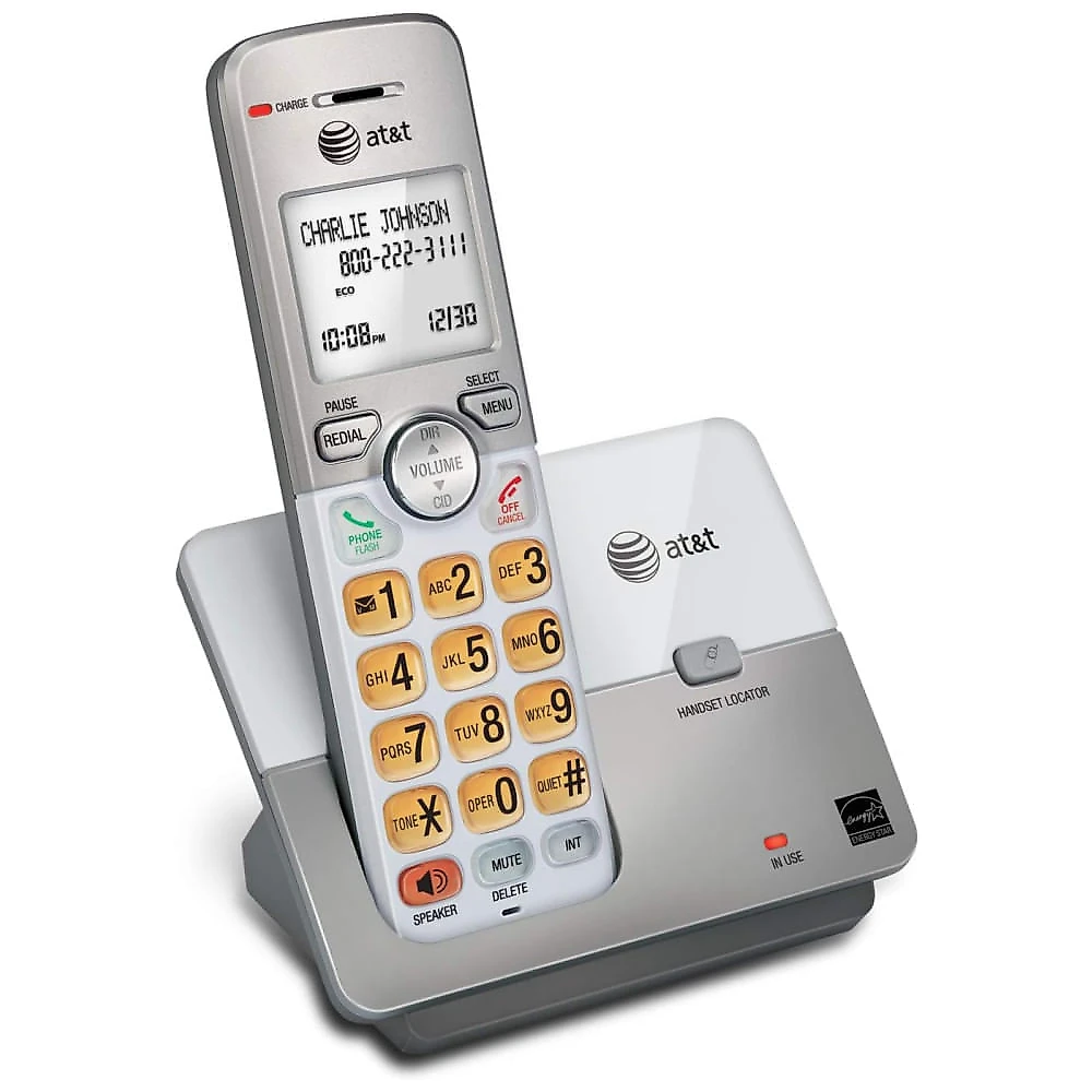 Telefone sem fio AT&T EL51103 DECT 6.0 com Viva-voz, Display e Teclado Iluminados, Identificador de Chamadas e Agenda - Ideal para Casa